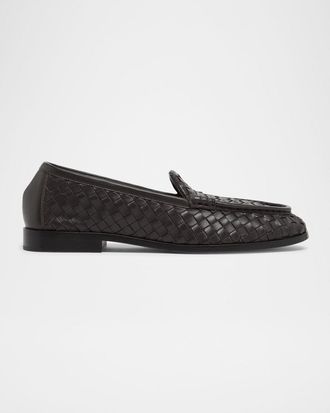 Bottega Veneta Men & apos;s Silenzio Intrecciato Napa Leather Loafers