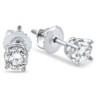 Pompeii3 3/4ct Diamond Studs Screw Back 14K White Gold