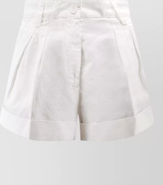 Aspesi linen cotton shorts pleats welt pockets