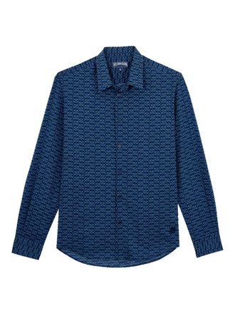 Vilebrequin long-sleeved logo-print shirt - Blue