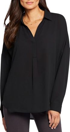 NYDJ Becky Recycled Polyester Georgette Blouse in Black at Nordstrom, Size Xx-Small