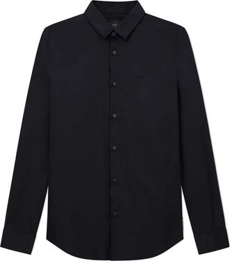A|X Armani Exchange Slim Fit Poplin Overhemd - Heren - Casual Overhemden - Zwart - L - Katoen - Overhemden