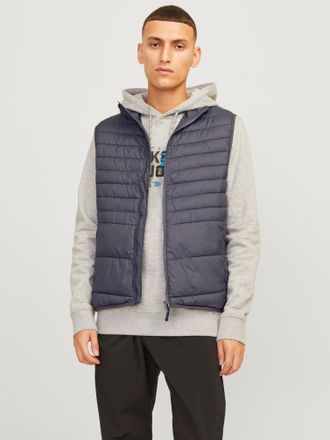 Jack & Jones Steppweste JACK & JONES JJESTATE Praktische Weste mit Beutel, ideal f&uuml;r unterwegs, Herren, Gr. XL, grau (asphalt), Web, Obermaterial: 100% Polyester, 