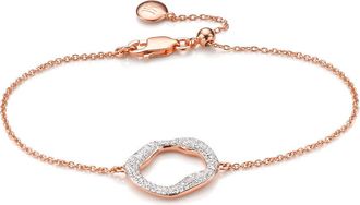 Monica Vinader Rose Gold Riva Diamond Circle Chain Bracelet Diamond