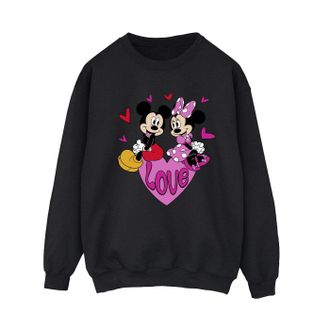 Disney Dames/Dames Love Hearts Mickey & Minnie Mouse Sweatshirt (Zwart)