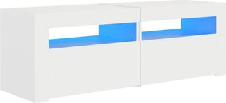 vidaXL Tv Cabinet with led Lights White 120x35x40 cm Vidaxl