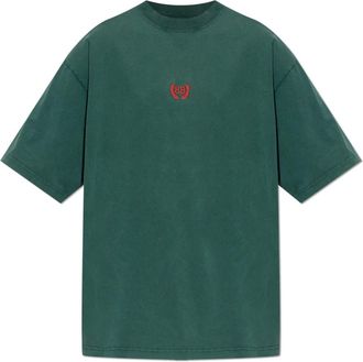 Balenciaga T-shirt met geborduurd logo - Heren - T-shirts - Groen - L - Katoen - Tops