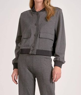 Elan Bomber Jacket With Front Pocket Detail In Heather Grey