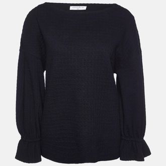 Sandro Black Cotton Lolipop Balloon Sleeve Top