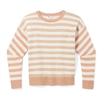 Smartwool Womens Edgewood Boyfriend Crew Sweater In Almond Donegal