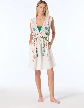 Vince Camuto Plunge Cover Up Dress Swim in Ivory at Nordstrom, Size X-Small