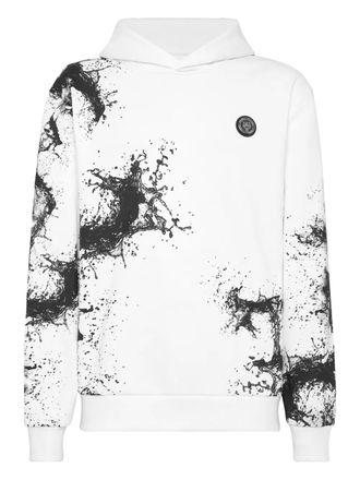 Plein Sport splash hooded sweatshirt - White