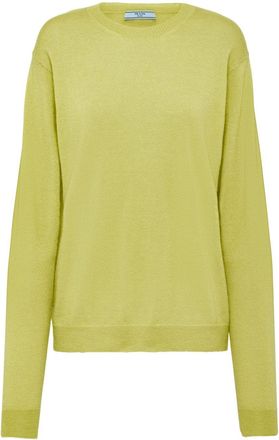 Prada logo-appliqué cashmere jumper - women - Cashmere - 40 - Yellow