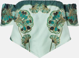 La DoubleJ Top Sand Dollar de seda estampado