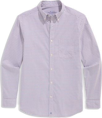 Vineyard Vines Wauwinet Performance Cotton Blend Button-Down Shirt in Crimson at Nordstrom, Size Xx-Large