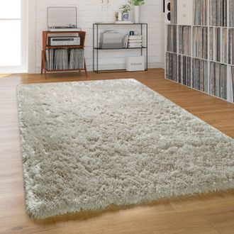 Paco Home Paco Home - Alfombra Sal&oacute;n Pelo Largo Shaggy Pastel Monocolor Suave Mullida Pelo Largo 120x170 Cm, Gris