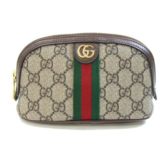 Gucci Beige Dark Brown Pvc Leather Pouch (Pre-Owned)