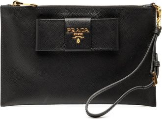 Prada 2013-2025 Saffiano Bow clutch bag - Black