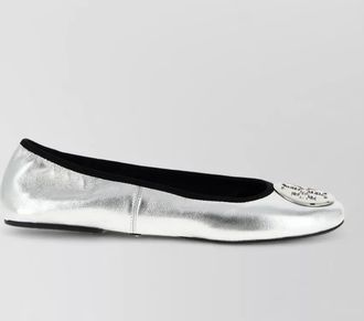 Tory Burch travel ballerina flats metallic round toe