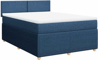 vidaXL Cama Box Spring Con Colch&oacute;n Tela Azul 140x190 Cm Vidaxl
