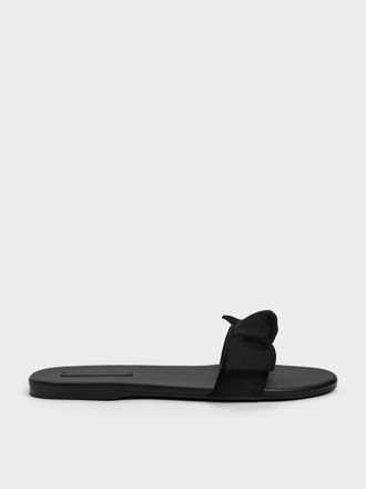 Charles & Keith Anika Faux Suede Knot-Bow Slides