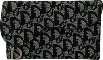 Dior Black Canvas Leather Long Wallet (Tri-Fold) (Pre-Owned)