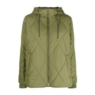 Tommy Hilfiger Jassen, Dames, Groen, S, Polyester, Drawstring-Hood Gewatteerde Jas