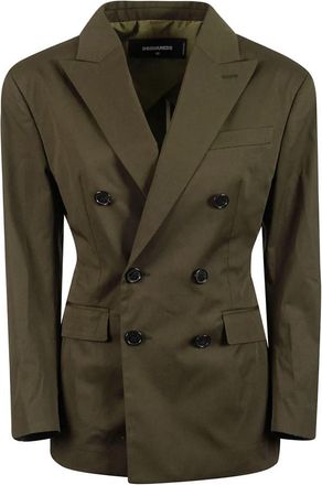 Dsquared2 Stijlvolle Jas - Dames - Blazers - Groen - S - Katoen - Jassen