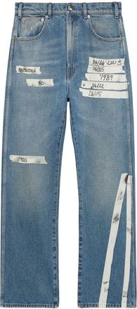 1989 STUDIO tape-print straight-leg jeans - men - Cotton - 31 - Blue