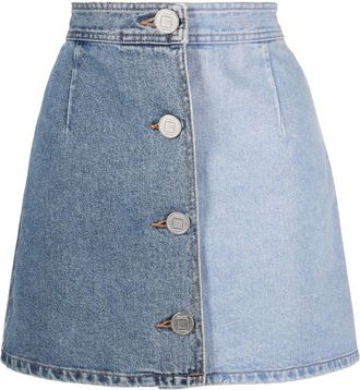 Kimhekim two-tone denim mini skirt - women - Cotton - 38 - Blue