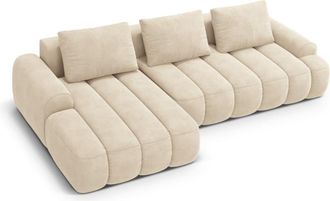 CXL by Christian Lacroix Sof&aacute; cama esquinero izquierdo con ba&uacute;l 3 plazas terciopelo beige claro