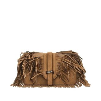 Emporio Armani Borsa in similpelle scamosciata con frange - - Bags - Donna - Marrone - ONE SIZE