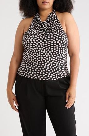 Renee C Polka Dot Halter Top in Black/Blush at Nordstrom Rack, Size 2X