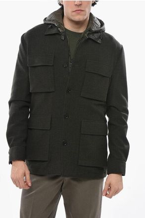 Corneliani CC COLLECTION Wool Blend Utility Jacket with Removable Quilt size 54