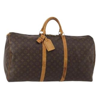 Louis Vuitton Vintage, unisex, Bruin, ONE Size, Leer, Pre-owned Keepall 60 Weekend Bag