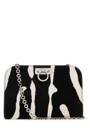 Ferragamo Printed Calf Hair Clutch