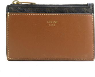 Celine Brown Coated Canvas Leather Coin Purse/Coin Case (Pre-Owned)