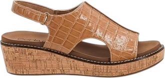 Corkys Footwear Womens Volta Patent Wedge Sandals In Caramel