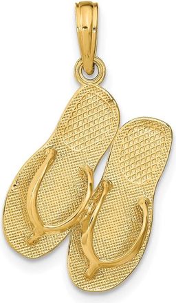 Diamond2Deal 14k Yellow Gold ST. THOMAS Reversible Flip Flops Pendant