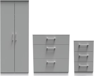Welcome Furniture Denver Ready Assembled 3 Piece Bedroom Furniture Set - Grey & White - Welcome Furniture | TJ Hughes