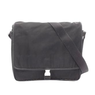 Prada Pre-owned Cross Body Bags, female, Black, Size: ONE SIZE Pre-owned Nylon Saffiano Leather Shoulder Bag