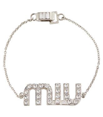 Miu Miu Crystal-embellished logo bracelet