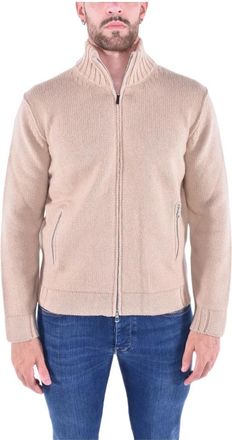 KANGRA Cardigan met rits in wolmix - Heren - Vesten - Beige - M - Wol - Truien & Vesten