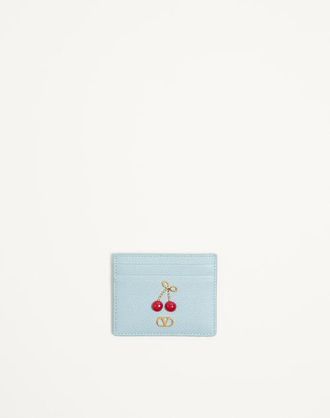 Valentino Garavani Cherryfic Grainy Calfskin Cardholder Wo