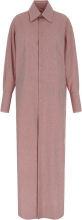 ARMARIUM Red Shirt Collar Stripes Long Dress