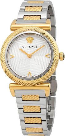 Versace V Motif Quartz Silver Dial Two-tone Ladies Watch VERE02120