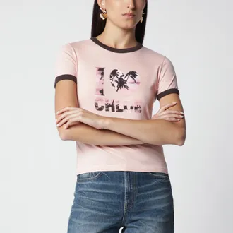 Chlo&eacute; Pink Cotton T-Shirt with Logo Print