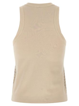 Brunello Cucinelli Dazzling Check Embroidery Tank Top - Beige