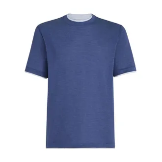 Brunello Cucinelli Brunello Cucinelli, T-Shirts, male, Blue, Size: 2XL Brunello Cucinelli T-shirts and Polos