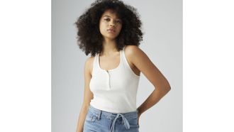 Levi's Vacationer Ribbed Tank Top - Womens - M - White